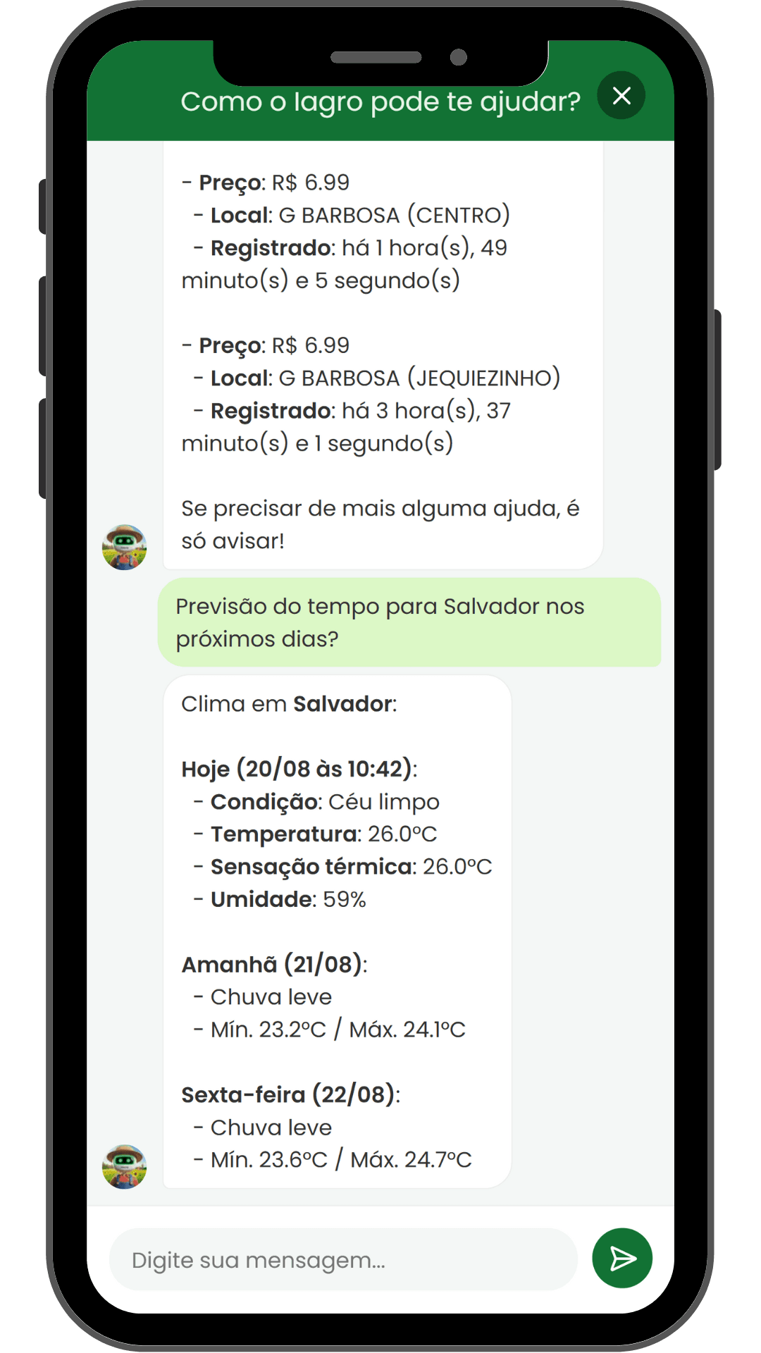 Interação com usuário